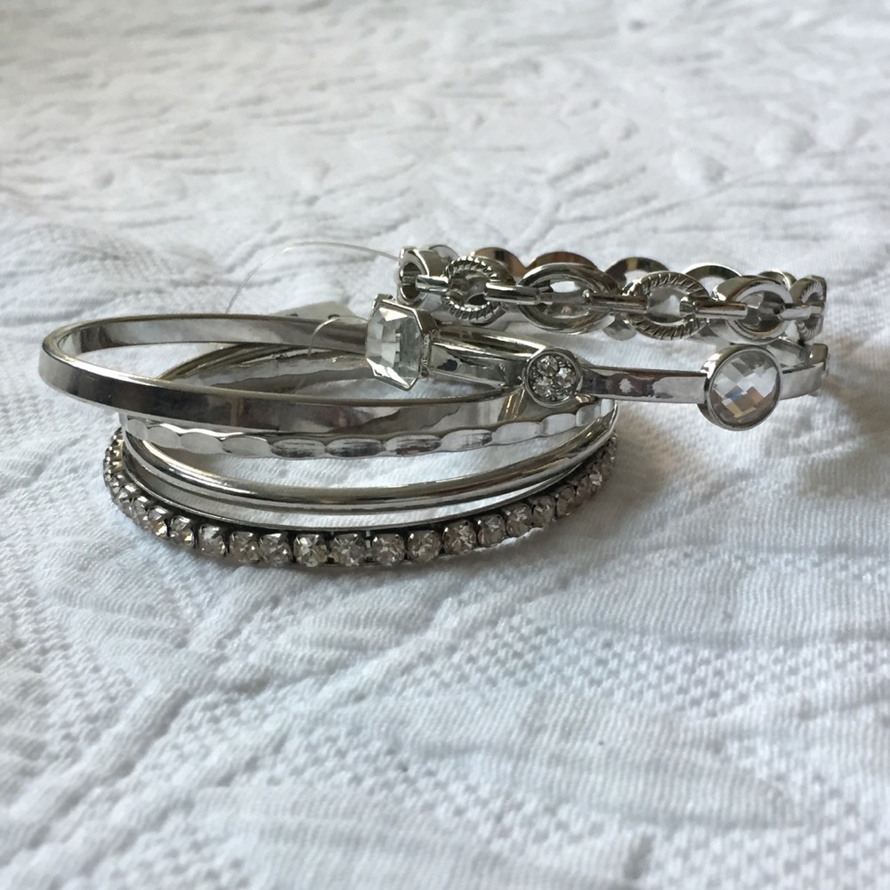 Macy’s Silver Multi-Bangle Set - Picture 2 of 6